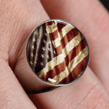 Rustic American Flag Ring - Love You This Much